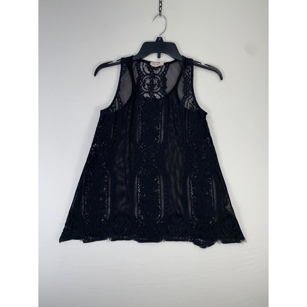 Twenty Second Tank Top Womens Small Black Lace Sheer Scoop Neck Cami Party